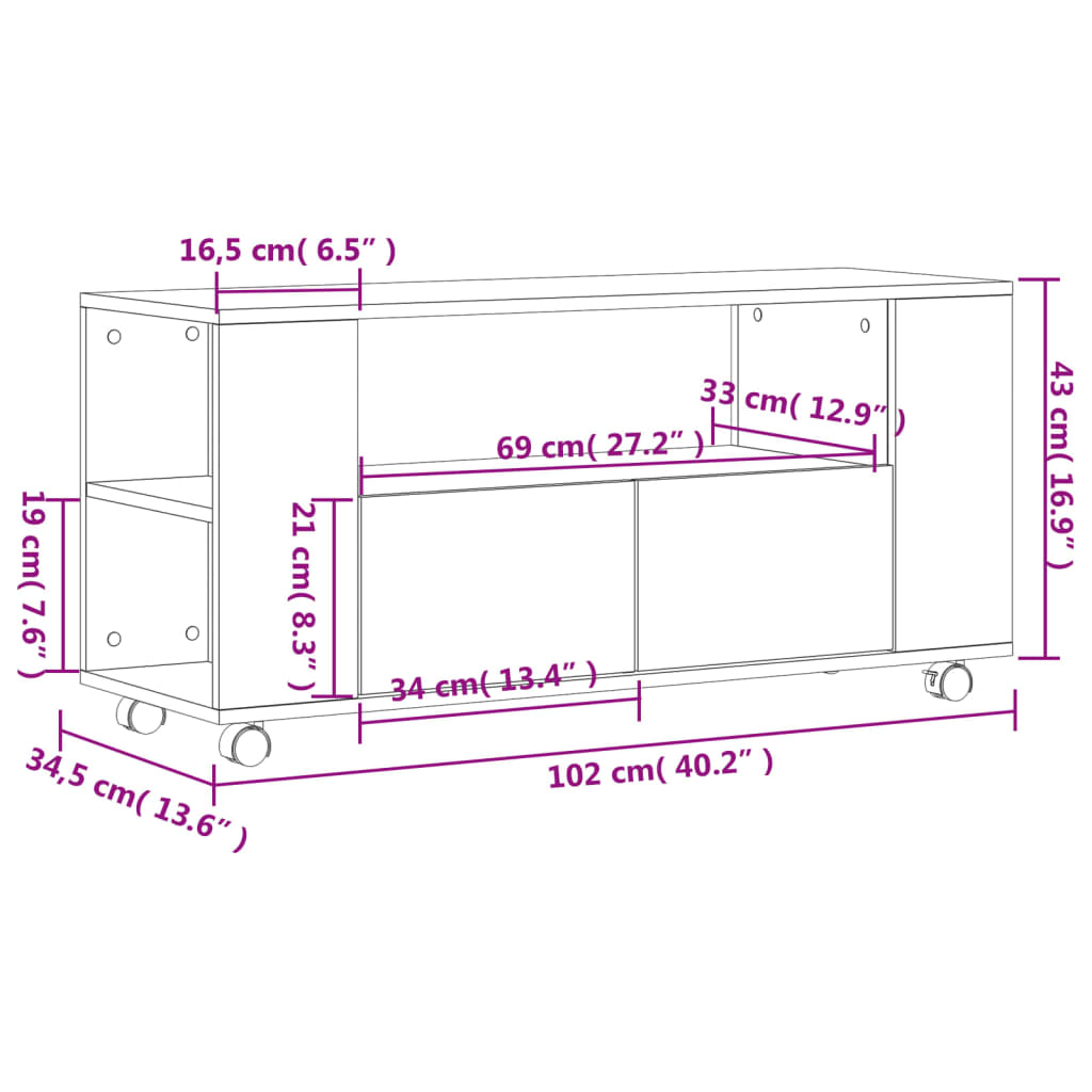 Comodă TV, alb, 102x34,5x43 cm, lemn prelucrat Lando - Lando