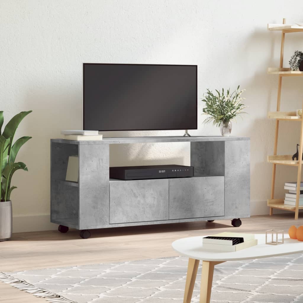Comodă TV, gri beton, 102x34,5x43 cm, lemn prelucrat Lando - Lando