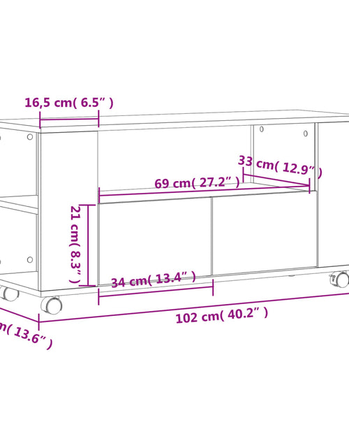 Încărcați imaginea în vizualizatorul Galerie, Comodă TV, stejar fumuriu, 102x34,5x43 cm, lemn prelucrat Lando - Lando
