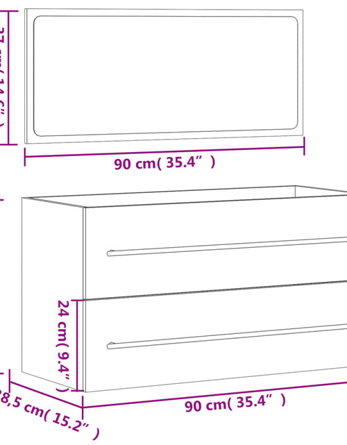 Загрузите изображение в средство просмотра галереи, Dulap de baie cu oglindă, stejar sonoma, lemn prelucrat - Lando
