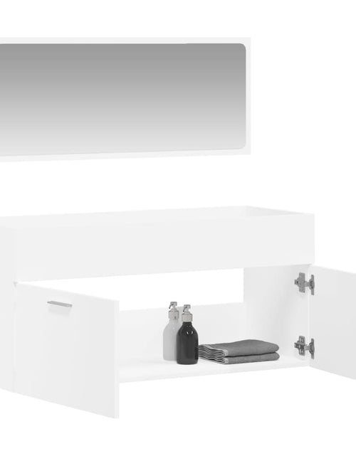 Încărcați imaginea în vizualizatorul Galerie, Dulap de baie cu oglindă, alb, lemn prelucrat - Lando
