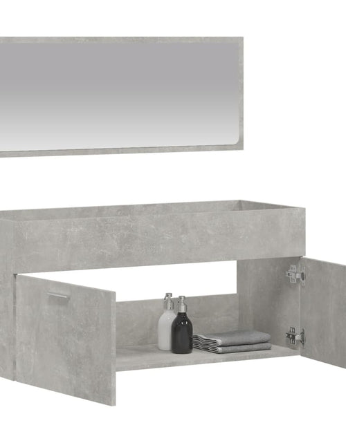 Încărcați imaginea în vizualizatorul Galerie, Dulap de baie cu oglindă, gri beton, lemn prelucrat - Lando
