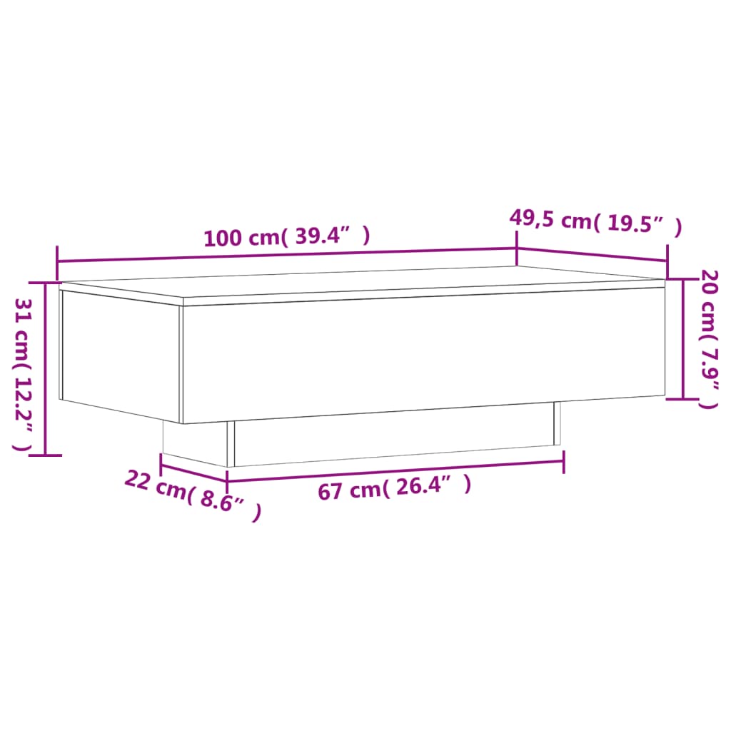 Măsuță de cafea, gri beton, 100x49,5x31 cm, lemn prelucrat Lando - Lando