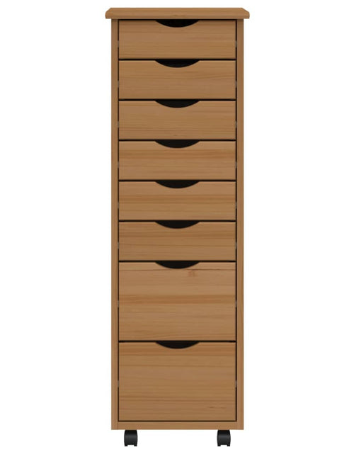 Încărcați imaginea în vizualizatorul Galerie, Dulap rulant cu sertare „MOSS”, maro miere, lemn masiv de pin - Lando
