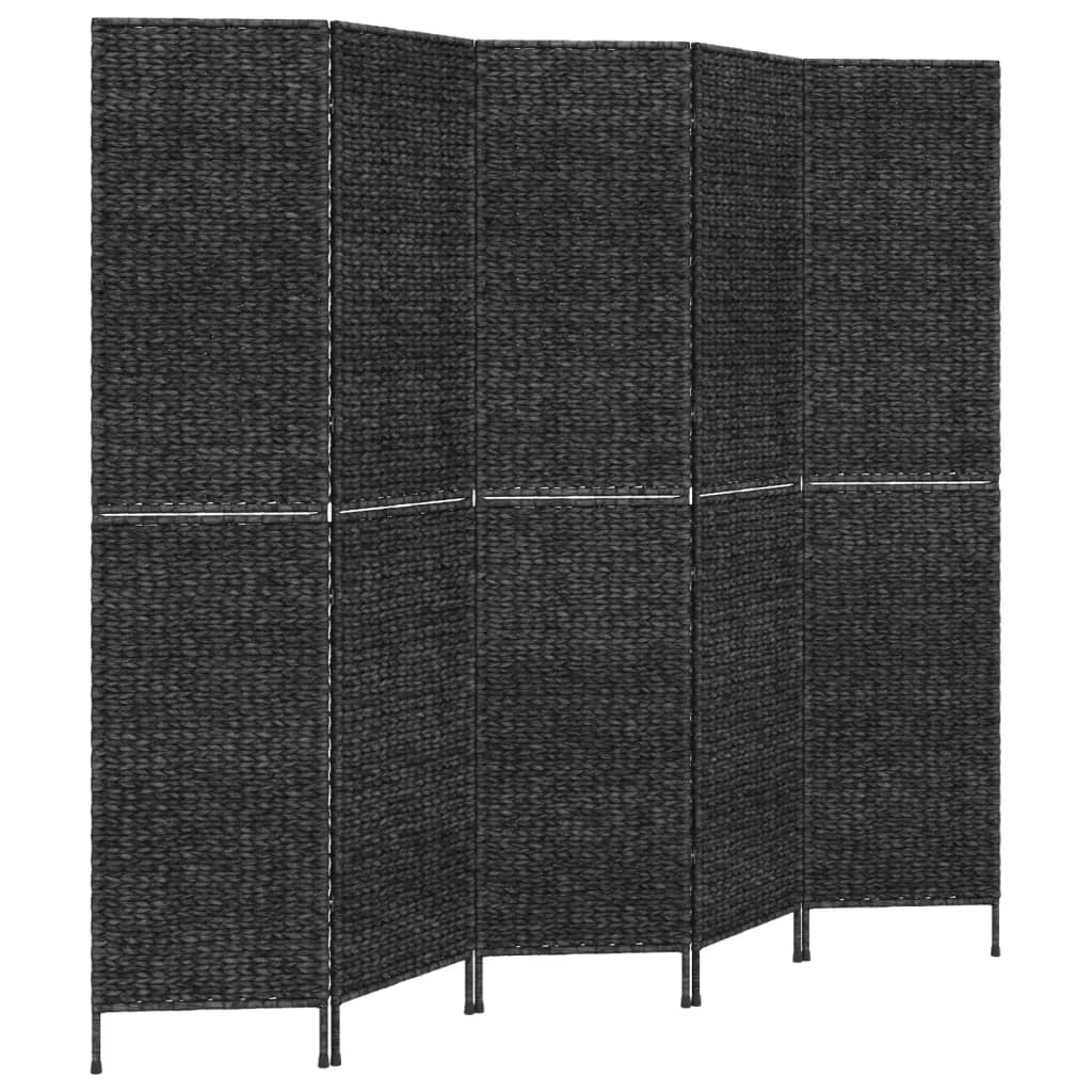 Paravan de cameră cu 5 panouri negru 205x180 cm zambilă de apă - Lando