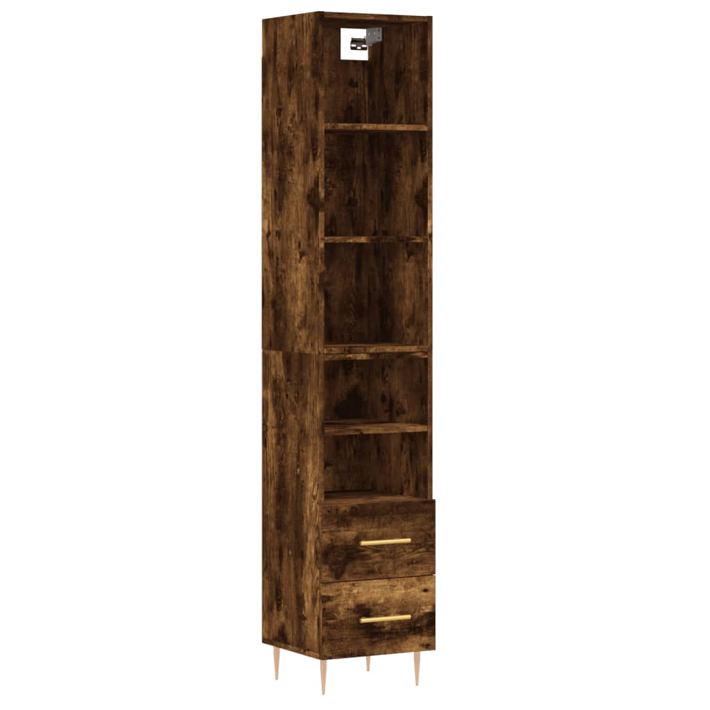Dulap înalt, stejar fumuriu, 34,5x34x180 cm, lemn prelucrat - Lando