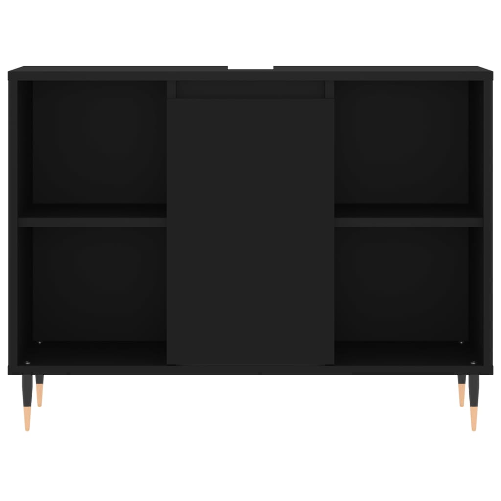 Set mobilier de baie, 3 piese, negru, lemn compozit - Lando