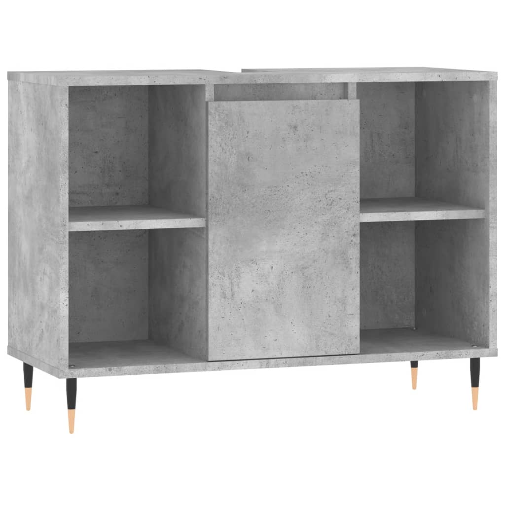 Set mobilier de baie, 3 piese, gri beton, lemn compozit - Lando