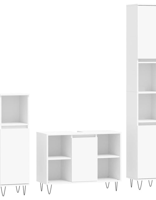 Загрузите изображение в средство просмотра галереи, Set mobilier de baie, 3 piese, alb, lemn compozit - Lando

