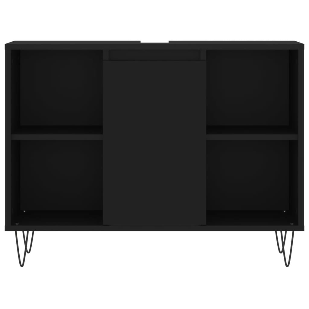 Set mobilier de baie, 3 piese, negru, lemn compozit - Lando