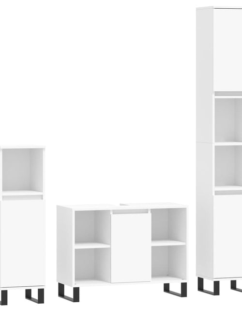 Încărcați imaginea în vizualizatorul Galerie, Set mobilier de baie, 3 piese, alb, lemn compozit - Lando

