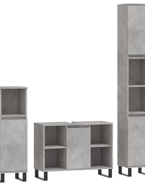 Încărcați imaginea în vizualizatorul Galerie, Set mobilier de baie, 3 piese, gri beton, lemn compozit - Lando

