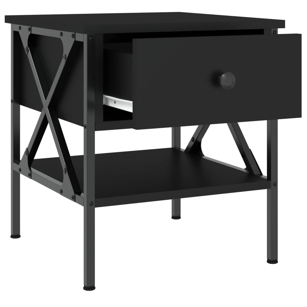 Noptiere, 2 buc., negru, 40x42x45 cm, lemn compozit - Lando