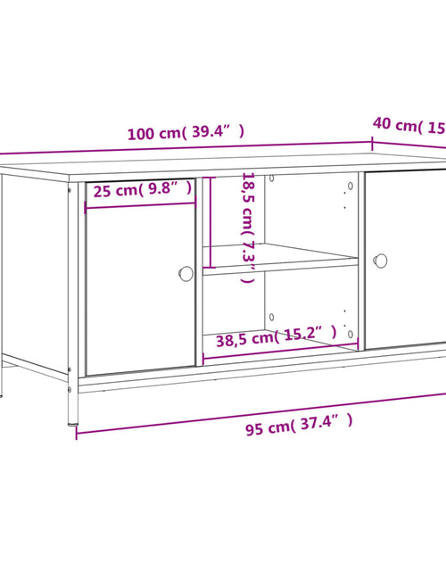 Încărcați imaginea în vizualizatorul Galerie, Comodă TV, stejar maro, 100x40x50 cm, lemn prelucrat Lando - Lando
