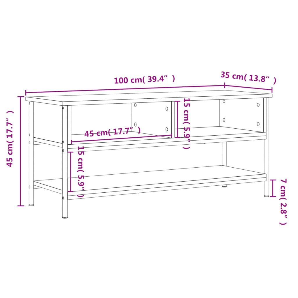 Dulap TV, stejar afumat, 100x35x45 cm, lemn prelucrat Lando - Lando