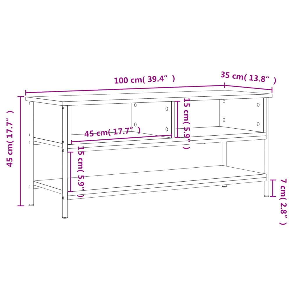 Dulap TV stejar maro, 100x35x45 cm, lemn prelucrat Lando - Lando