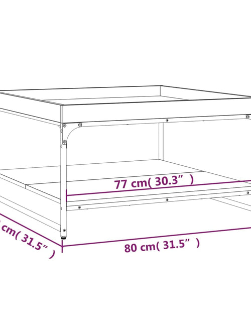 Загрузите изображение в средство просмотра галереи, Măsuță cafea, stejar maro, 80x80x45 cm lemn prelucrat și fier Lando - Lando
