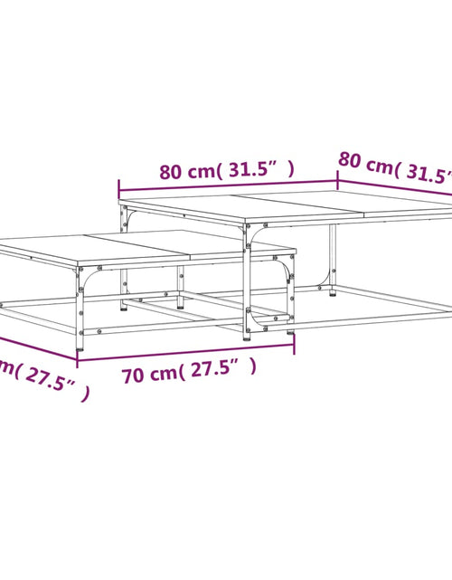 Încărcați imaginea în vizualizatorul Galerie, Mese suprapuse de cafea, 2 buc, stejar maro, lemn prelucrat Lando - Lando
