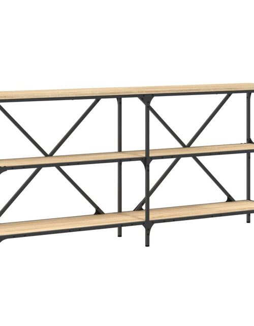 Загрузите изображение в средство просмотра галереи, Masă consolă stejar sonoma 160x30x75 cm lemn prelucrat și fier Lando - Lando
