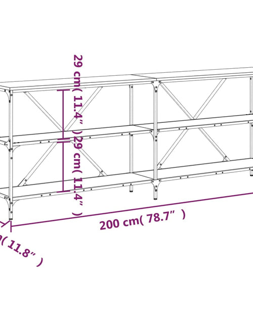 Загрузите изображение в средство просмотра галереи, Masă consolă stejar afumat 200x30x75 cm lemn prelucrat și fier Lando - Lando
