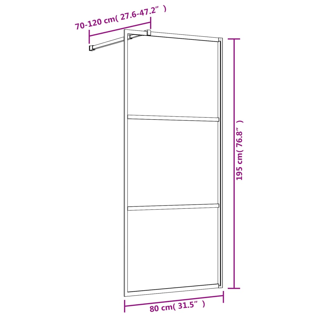 Paravan duș walk-in, roșu, 80x195 cm, sticlă ESG transparentă Lando - Lando