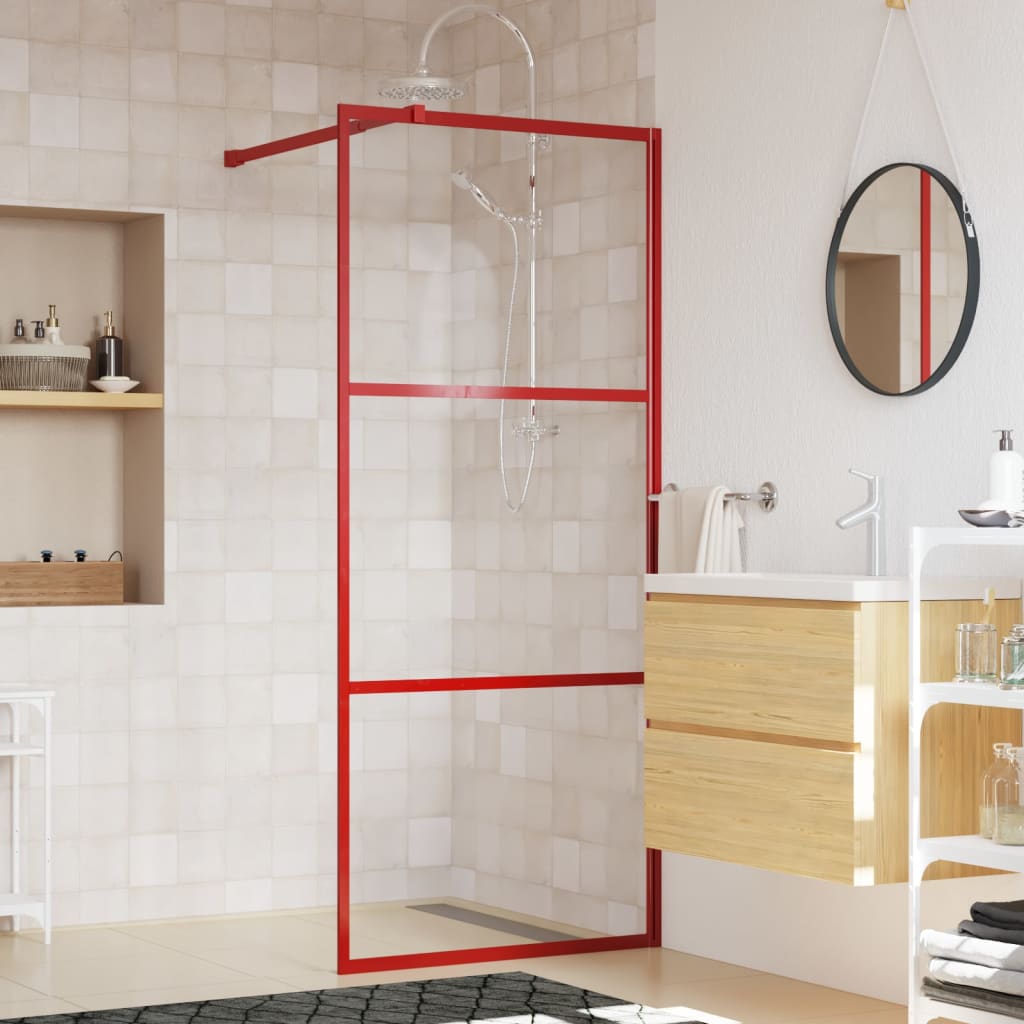 Paravan duș walk-in, roșu, 80x195 cm, sticlă ESG transparentă Lando - Lando