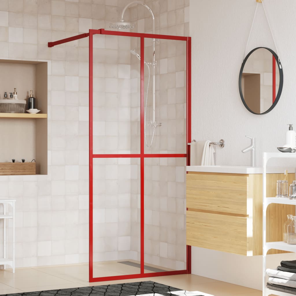 Paravan duș walk-in, roșu, 100x195 cm, sticlă ESG transparentă Lando - Lando