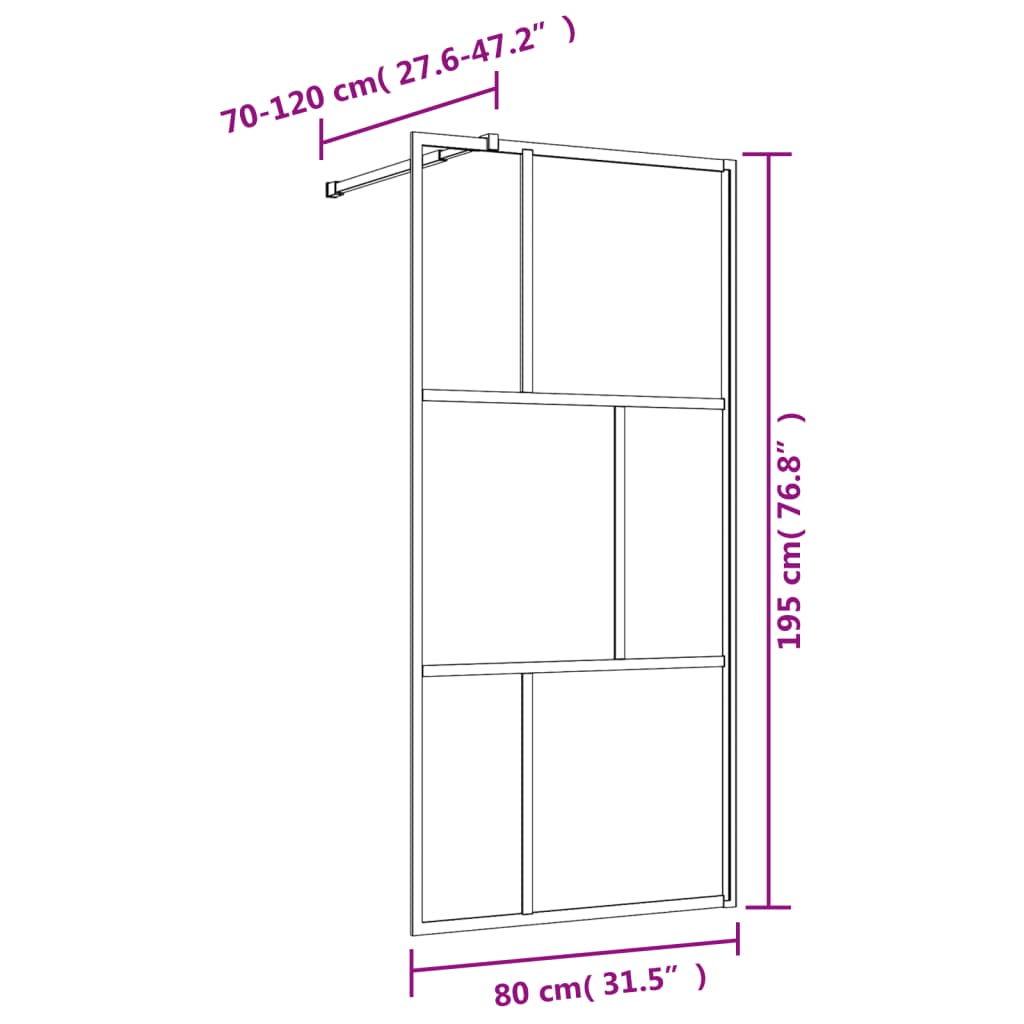 Paravan duș walk-in, roșu, 80x195 cm, sticlă ESG transparentă Lando - Lando