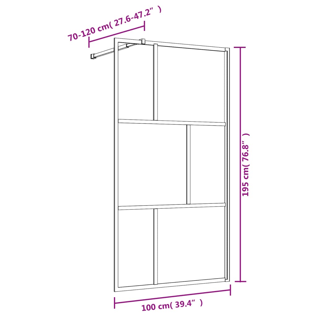 Paravan duș walk-in, roșu, 100x195 cm, sticlă ESG transparentă Lando - Lando