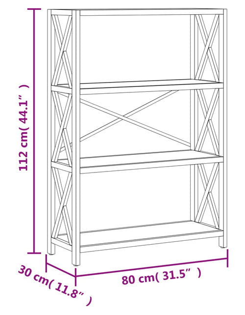 Загрузите изображение в средство просмотра галереи, Raft cu 4 niveluri, 80x30x112 cm, lemn masiv de stejar Lando - Lando
