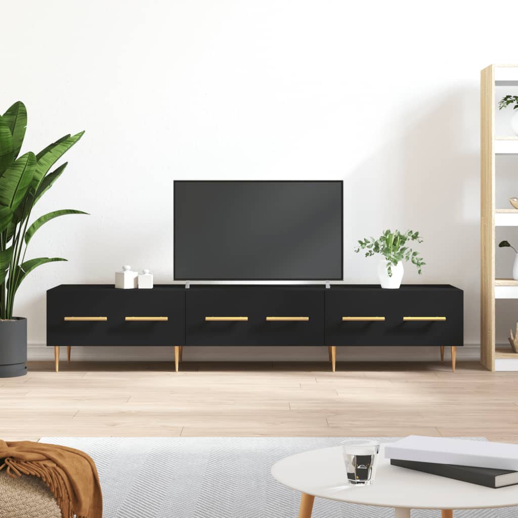 Dulap TV, negru, 150x36x30 cm, lemn prelucrat Lando - Lando