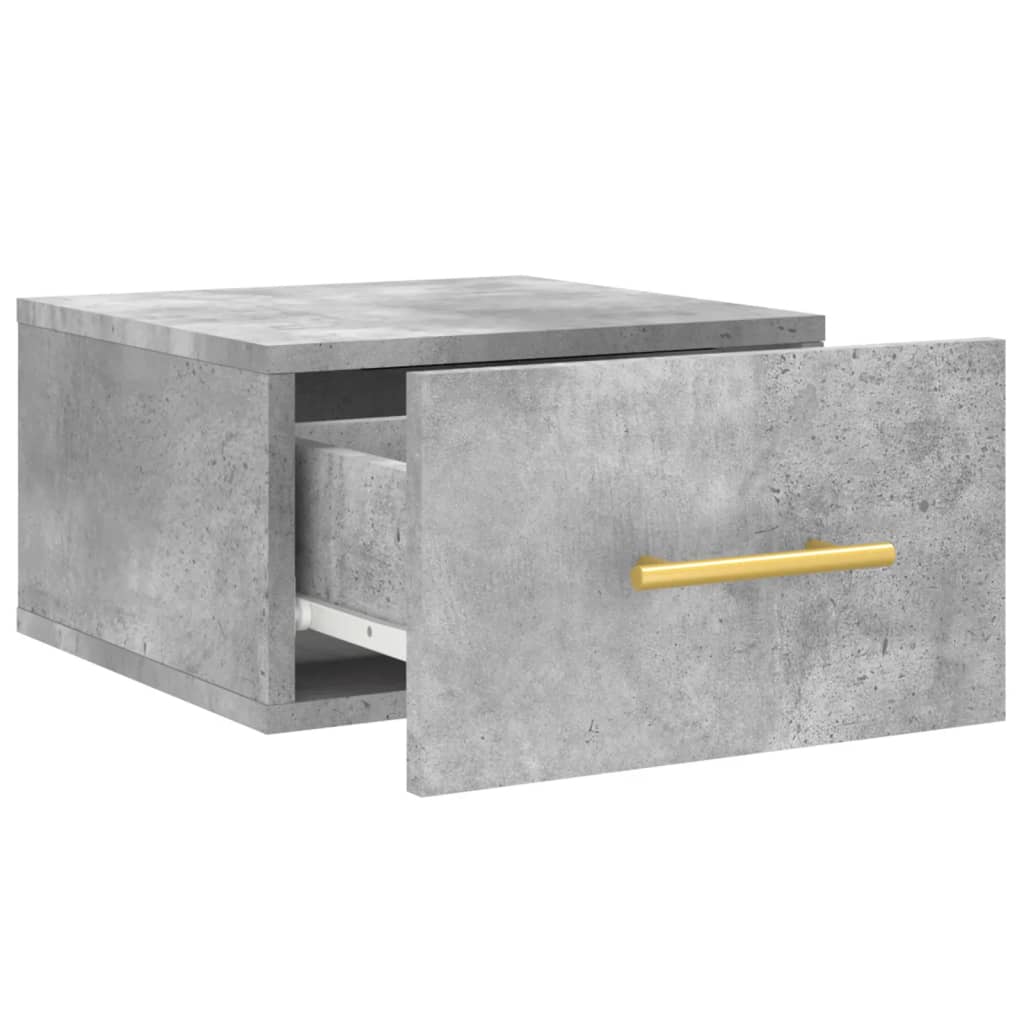 Noptiere montate pe perete 2 buc. gri beton 35x35x20 cm - Lando