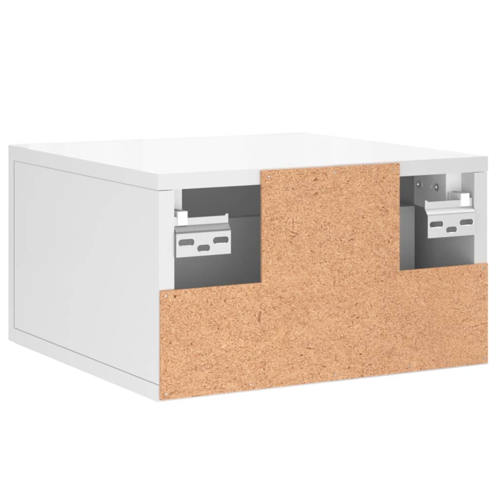 Noptiere de perete, 2 buc., alb extralucios, 35x35x20 cm - Lando