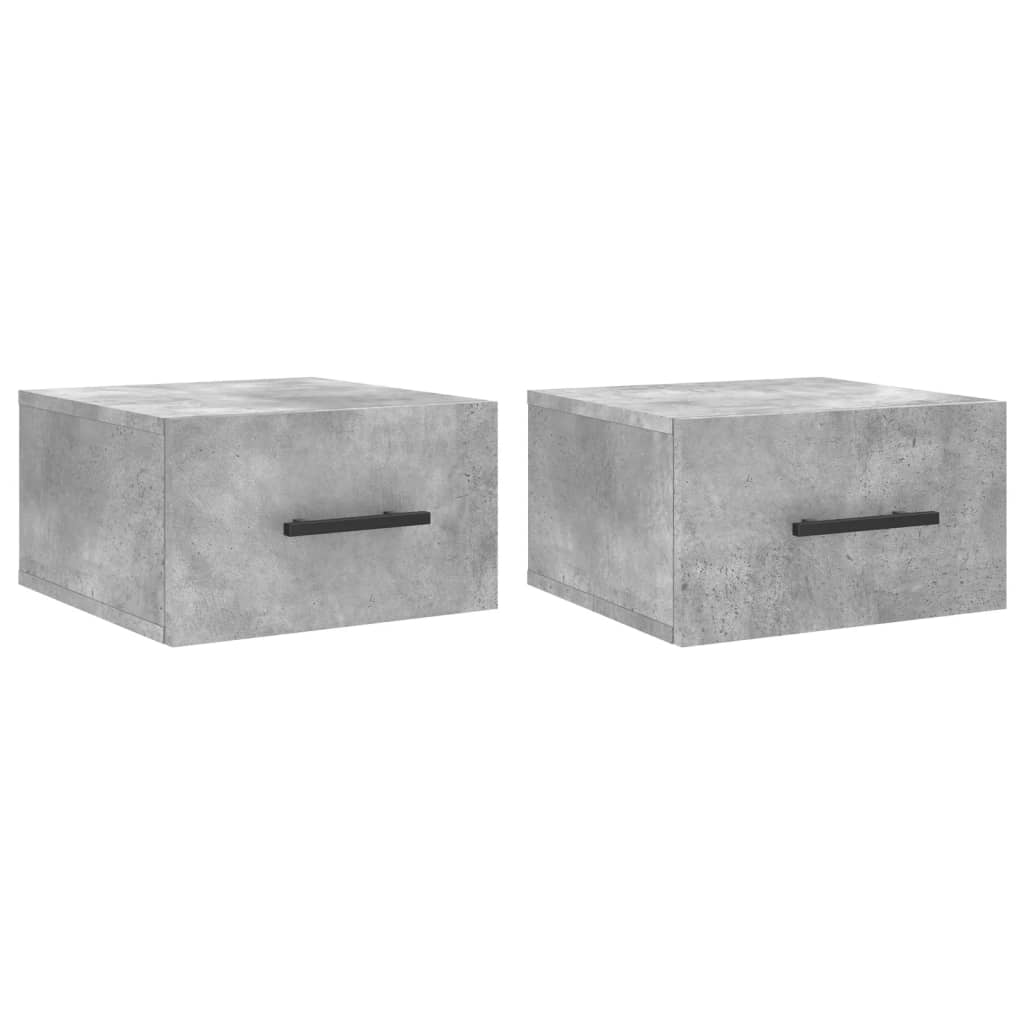 Noptiere montate pe perete 2 buc. gri beton 35x35x20 cm - Lando