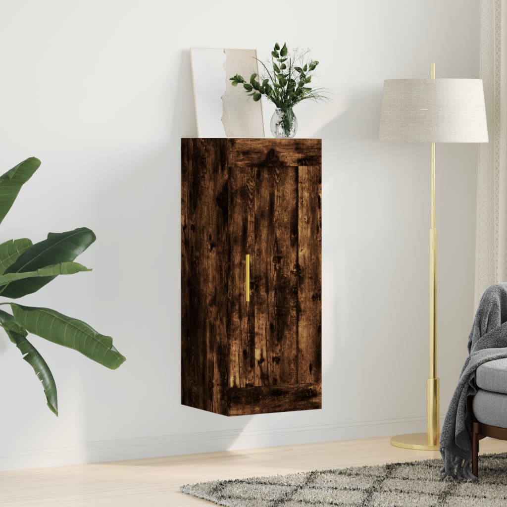 Dulap de perete, stejar fumuriu, 34,5x34x90 cm, lemn prelucrat Lando - Lando