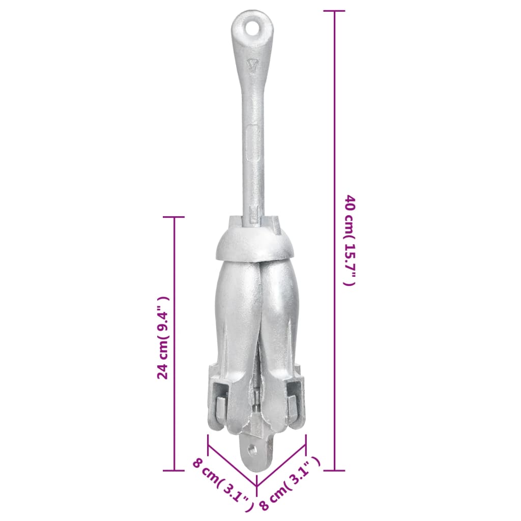 Ancoră pliabilă, argintiu, 3,2 kg, fier maleabil Lando - Lando