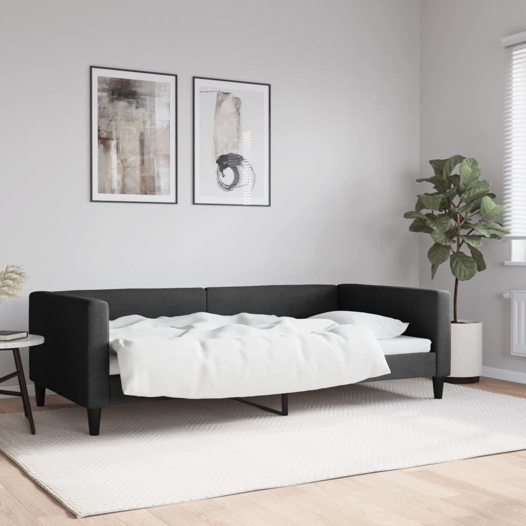Cadru de pat, negru, 100 x 200 cm, material textil - Lando