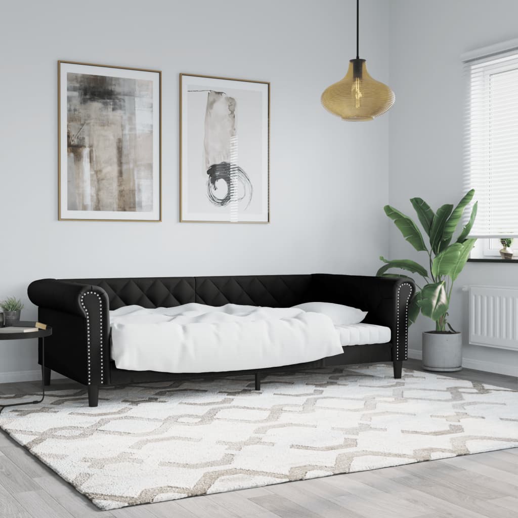 Cadru de pat, negru, 90x200 cm, piele ecologică - Lando