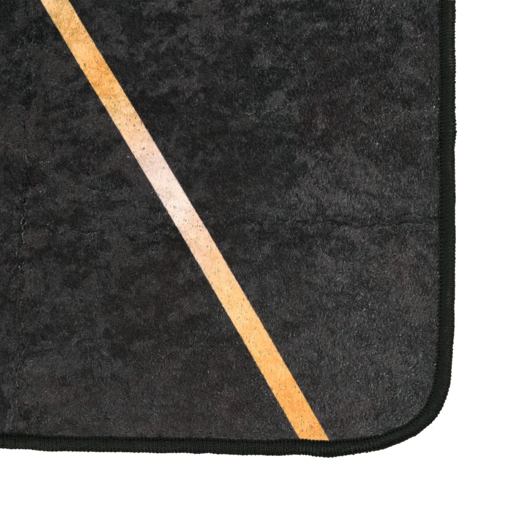 Covor lavabil, negru și auriu, 120x180 cm, anti-alunecare - Lando