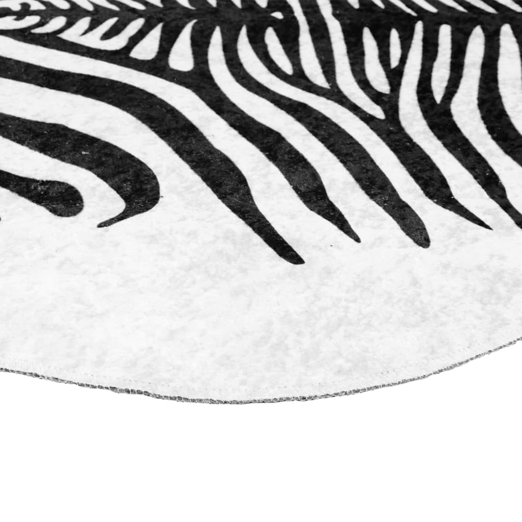 Covor alb-negru, 120x170 cm, model zebră lavabil anti-alunecare - Lando