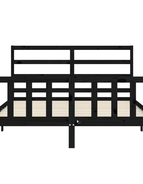 Загрузите изображение в средство просмотра галереи, Cadru de pat cu tăblie, negru, 160x200 cm, lemn masiv - Lando
