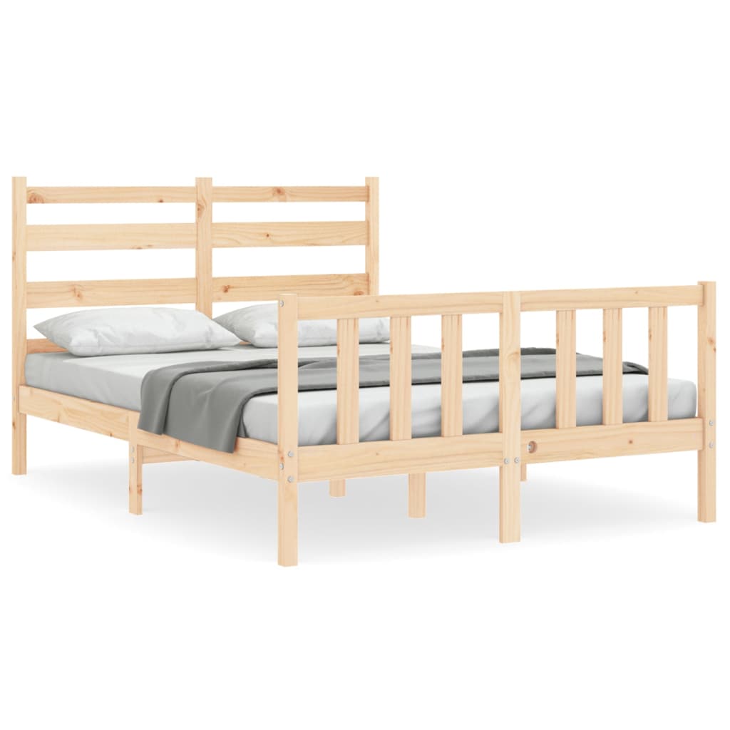 Cadru de pat cu tăblie, dublu, lemn masiv - Lando