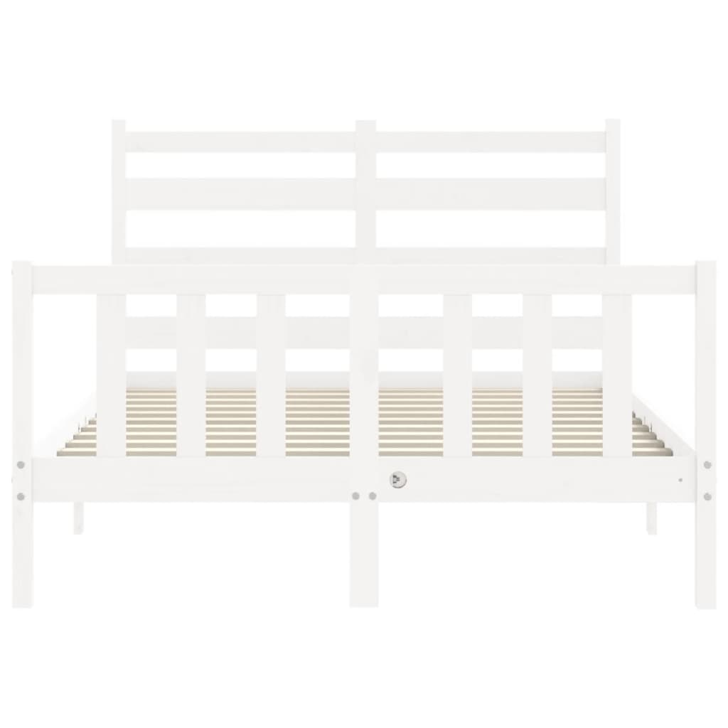 Cadru de pat cu tăblie, alb, 140x200 cm, lemn masiv - Lando