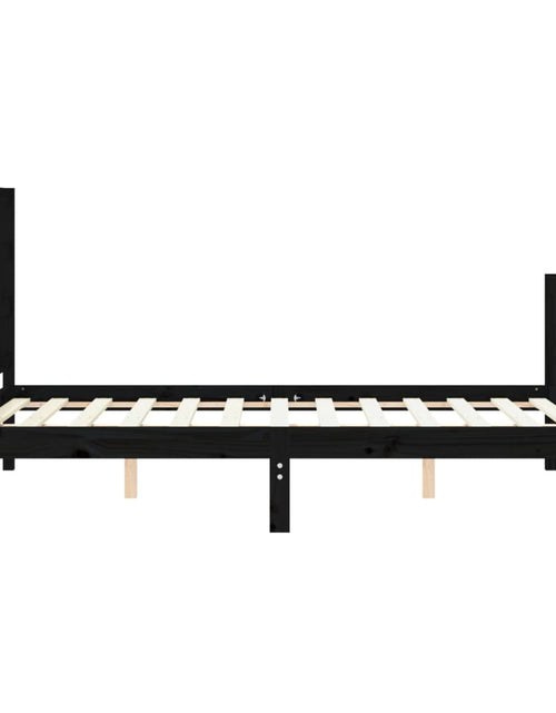 Загрузите изображение в средство просмотра галереи, Cadru de pat cu tăblie, negru, 140x190 cm, lemn masiv - Lando
