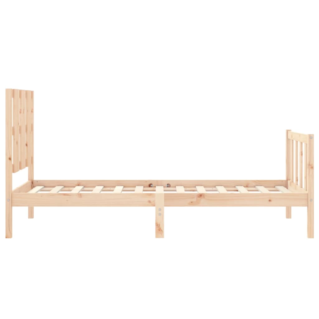 Cadru de pat cu tăblie single mic, lemn masiv - Lando