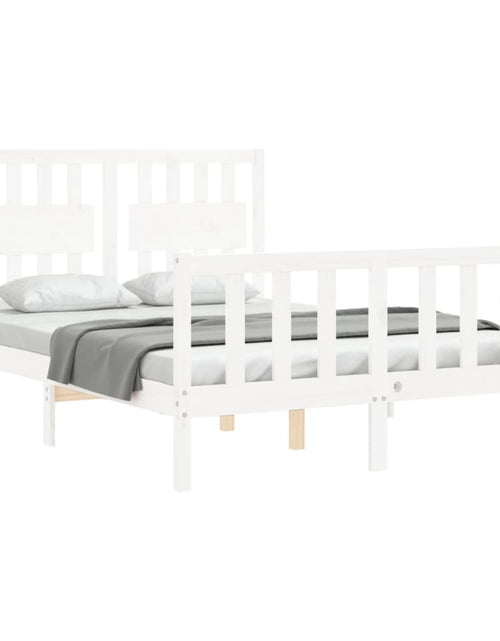 Încărcați imaginea în vizualizatorul Galerie, Cadru de pat cu tăblie, alb, 120x200 cm, lemn masiv - Lando
