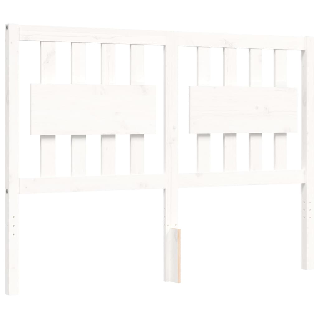 Cadru de pat cu tăblie, alb, 120x200 cm, lemn masiv - Lando