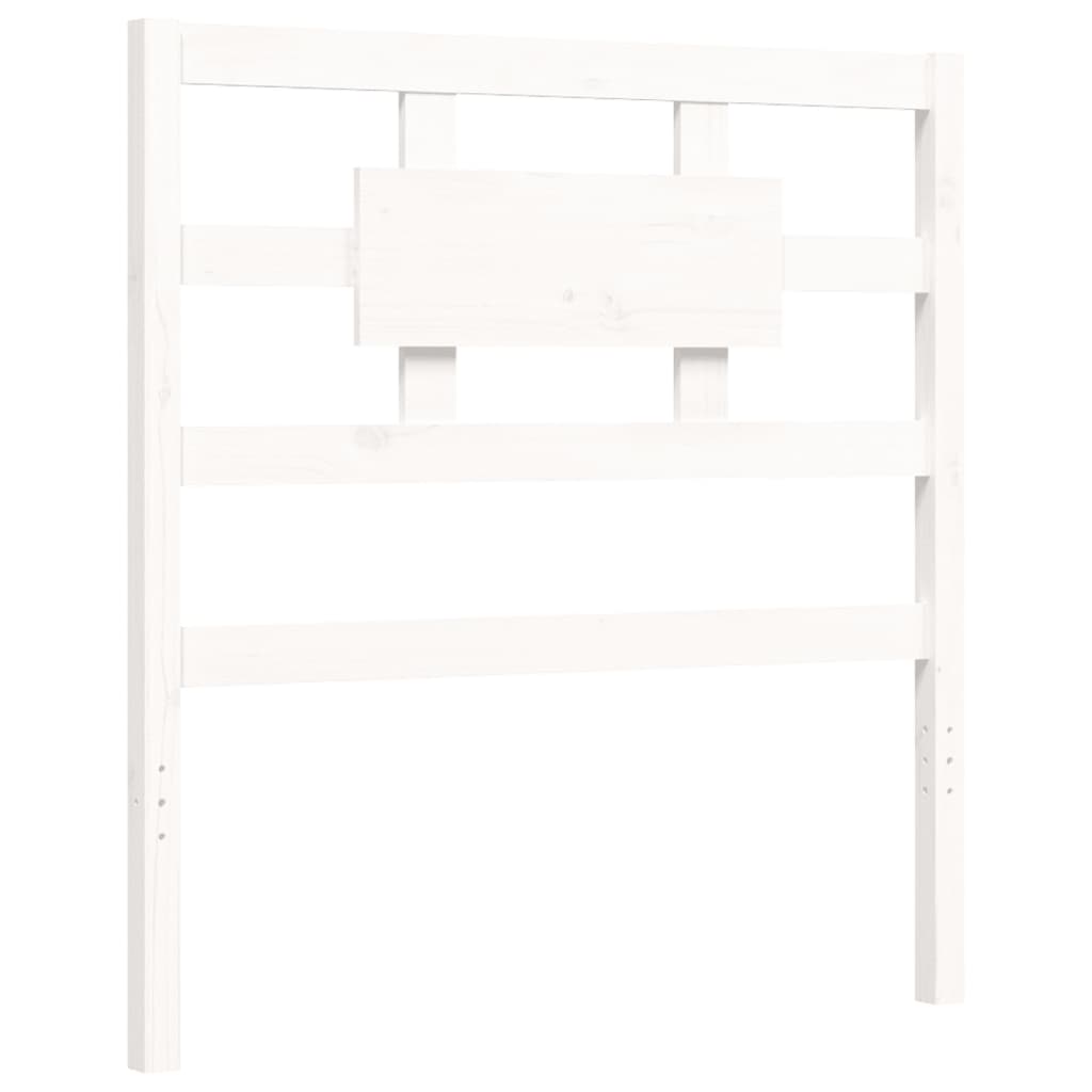 Cadru de pat cu tăblie, alb, 90x200 cm, lemn masiv - Lando