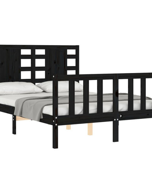 Încărcați imaginea în vizualizatorul Galerie, Cadru de pat cu tăblie, negru, 120x200 cm, lemn masiv - Lando
