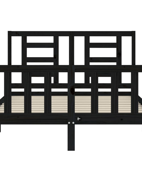 Încărcați imaginea în vizualizatorul Galerie, Cadru de pat cu tăblie, negru, 140x190 cm, lemn masiv - Lando
